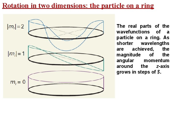 Rotation in two dimensions: the particle on a ring The real parts of the