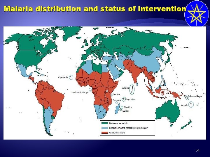 Malaria distribution and status of intervention 34 