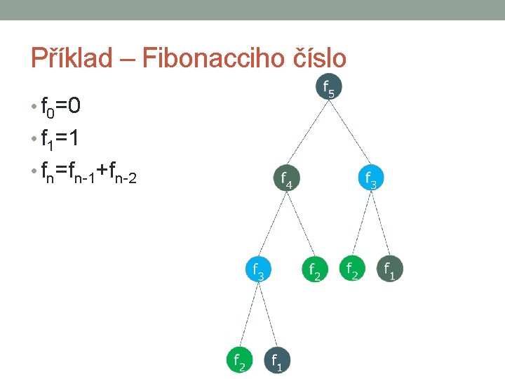 Příklad – Fibonacciho číslo • f 0=0 • f 1=1 • fn=fn-1+fn-2 