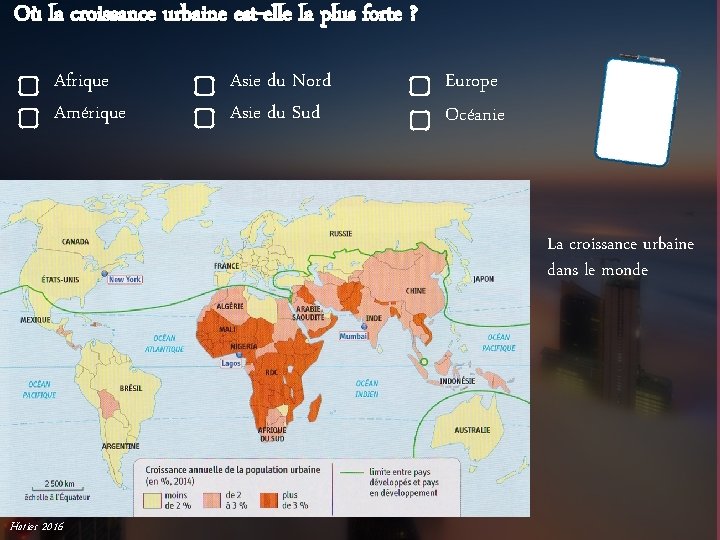 Où la croissance urbaine est-elle la plus forte ? Afrique Amérique Asie du Nord