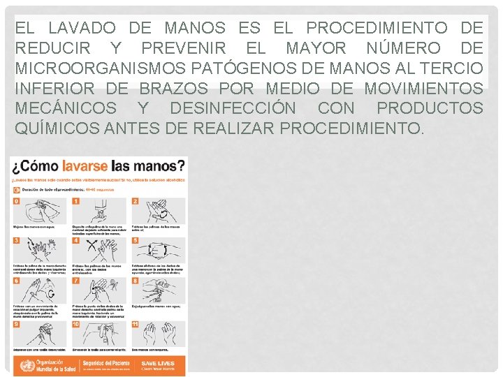 EL LAVADO DE MANOS ES EL PROCEDIMIENTO DE REDUCIR Y PREVENIR EL MAYOR NÚMERO