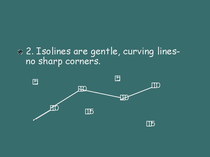 2. Isolines are gentle, curving linesno sharp corners. � 5 � 10 � 15