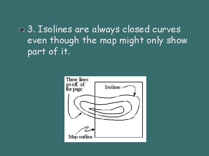 3. Isolines are always closed curves even though the map might only show part