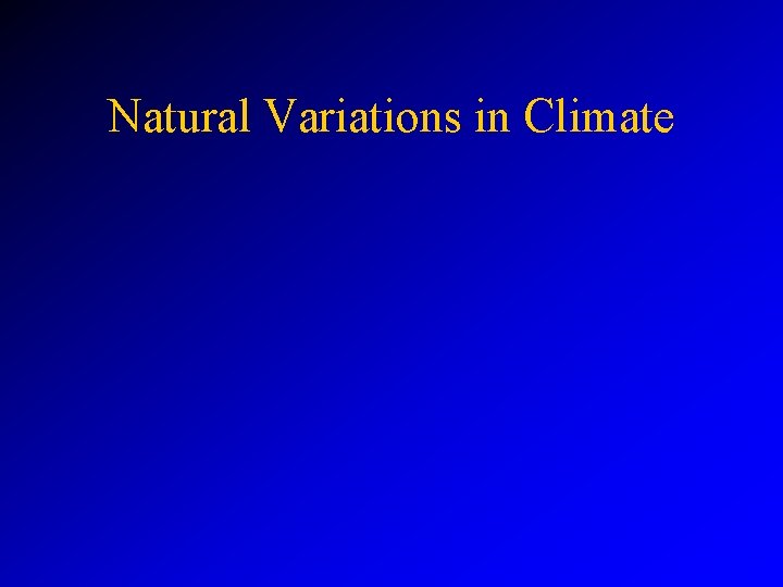 Natural Variations in Climate 