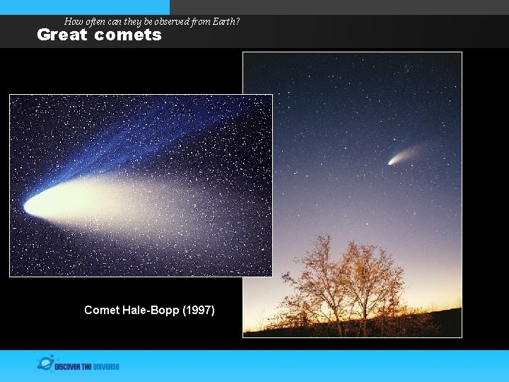 How often can they be observed from Earth? Great comets Comet Hale-Bopp (1997) 