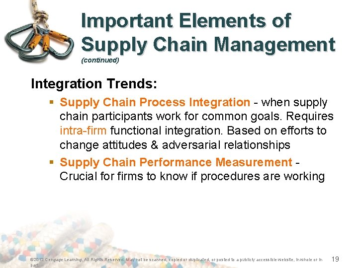 Important Elements of Supply Chain Management (continued) Integration Trends: § Supply Chain Process Integration