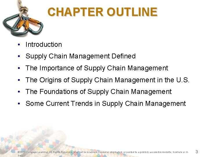 CHAPTER OUTLINE • Introduction • Supply Chain Management Defined • The Importance of Supply