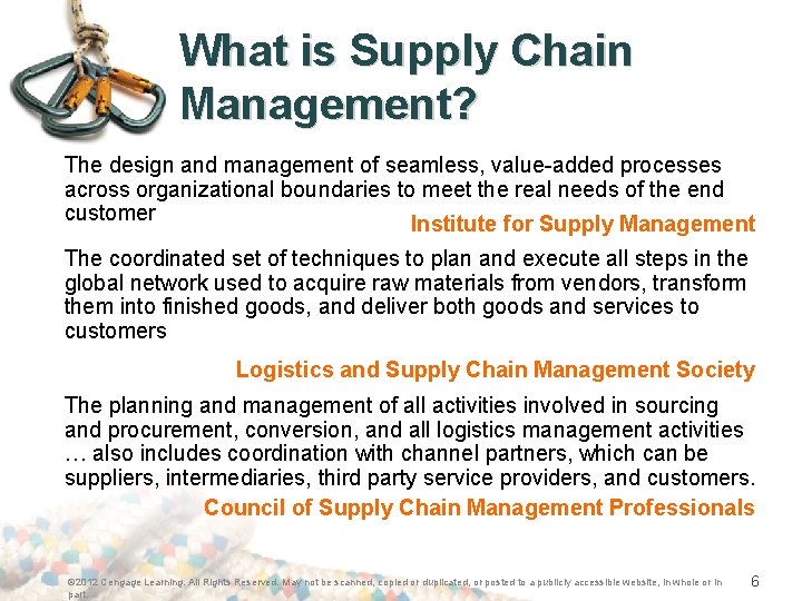 What is Supply Chain Management? The design and management of seamless, value-added processes across