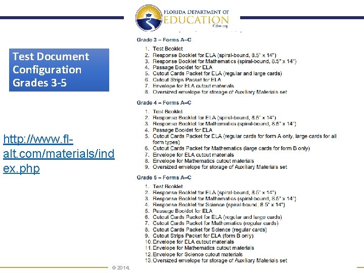 Test Document Configuration Grades 3 -5 http: //www. flalt. com/materials/ind ex. php www. FLDOE.