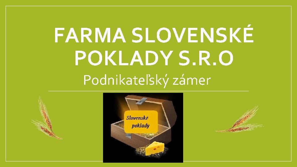 FARMA SLOVENSKÉ POKLADY S. R. O Podnikateľský zámer 