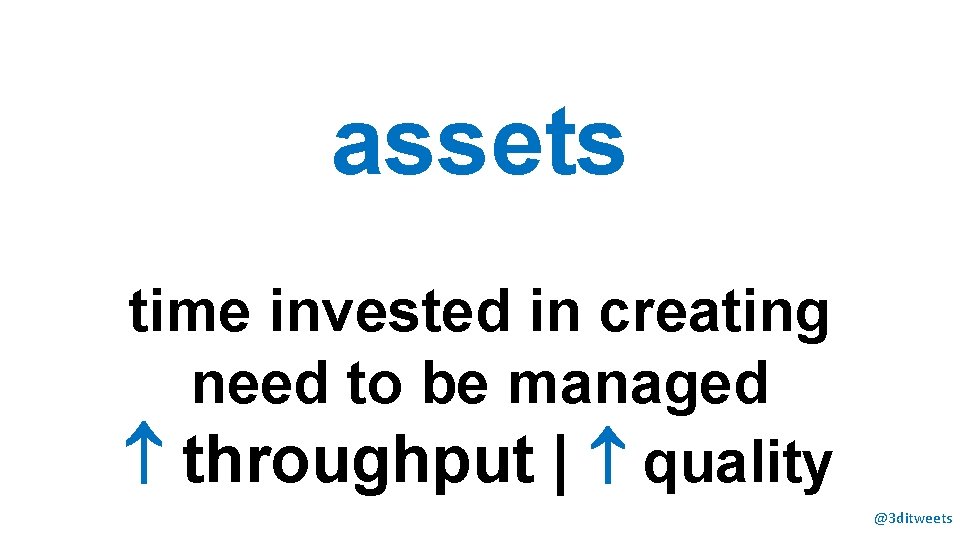 assets time invested in creating need to be managed throughput | quality @3 ditweets