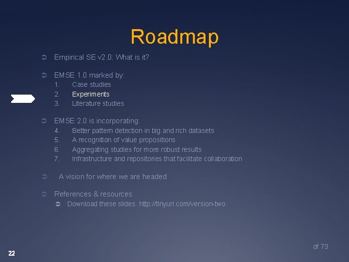 Roadmap Ü Empirical SE v 2. 0: What is it? Ü EMSE 1. 0