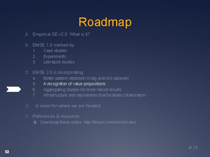 Roadmap Ü Empirical SE v 2. 0: What is it? Ü EMSE 1. 0