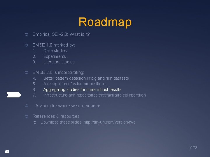 Roadmap Ü Empirical SE v 2. 0: What is it? Ü EMSE 1. 0