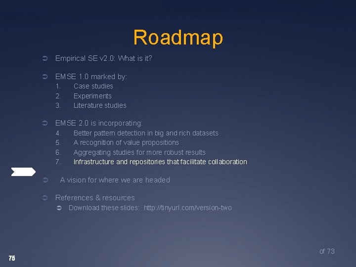 Roadmap Ü Empirical SE v 2. 0: What is it? Ü EMSE 1. 0