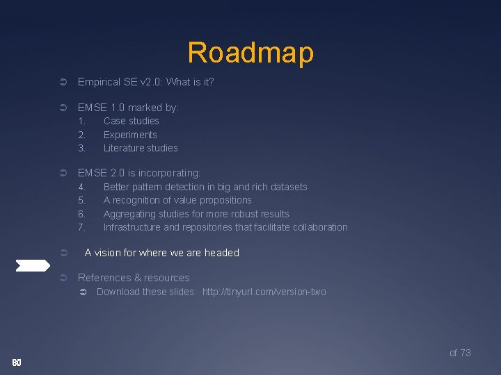 Roadmap Ü Empirical SE v 2. 0: What is it? Ü EMSE 1. 0