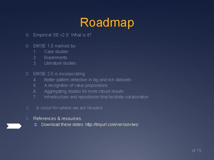 Roadmap Ü Empirical SE v 2. 0: What is it? Ü EMSE 1. 0