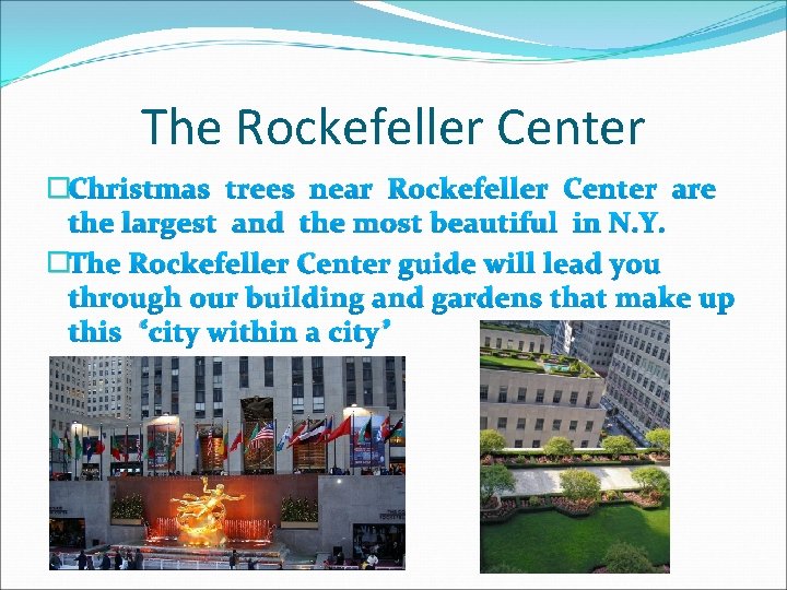The Rockefeller Center �Christmas trees near Rockefeller Center are the largest and the most