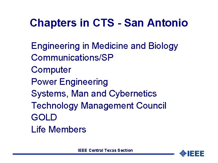 Chapters in CTS - San Antonio Engineering in Medicine and Biology Communications/SP Computer Power