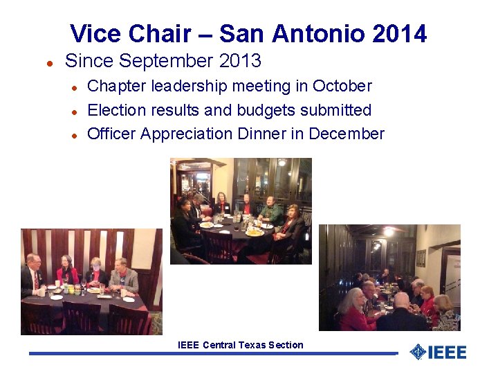 Vice Chair – San Antonio 2014 Since September 2013 Chapter leadership meeting in October