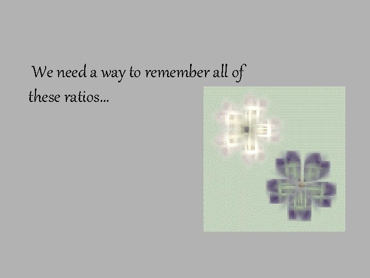 We need a way to remember all of these ratios… 