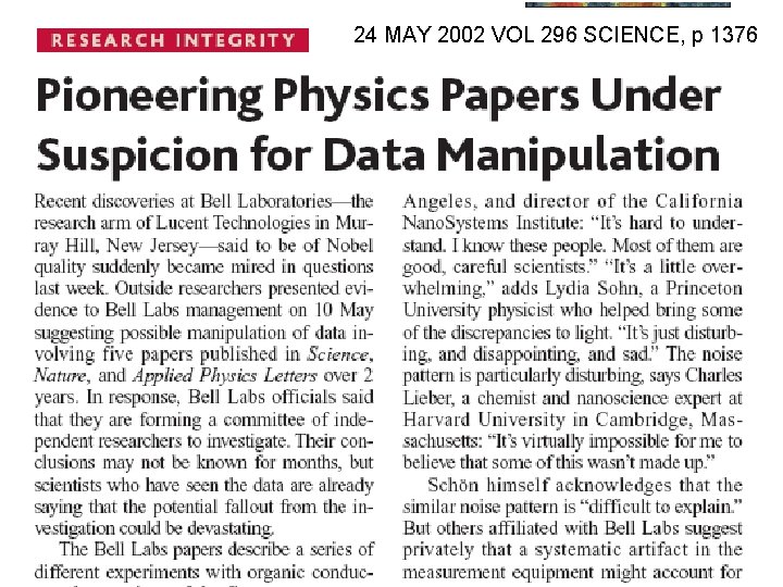 24 MAY 2002 VOL 296 SCIENCE, p 1376 