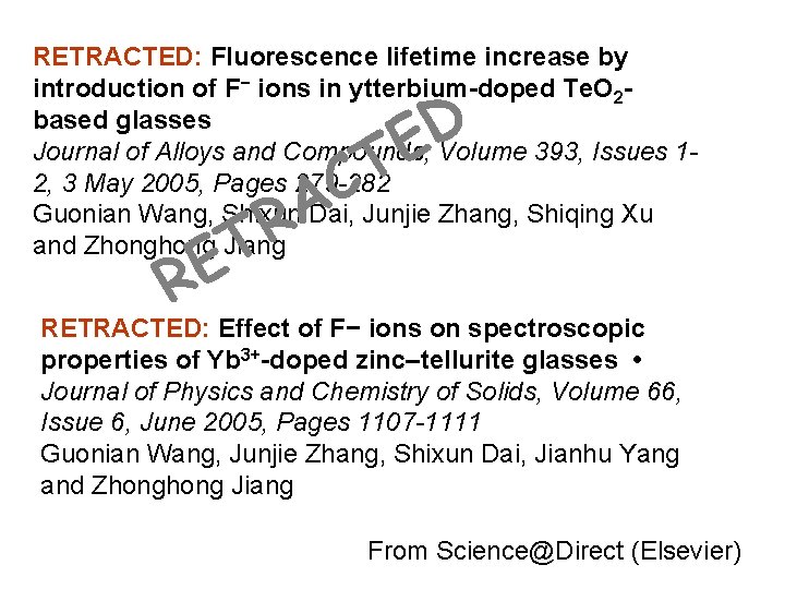 RETRACTED: Fluorescence lifetime increase by introduction of F− ions in ytterbium-doped Te. O 2