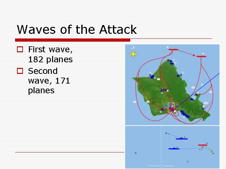 Waves of the Attack o First wave, 182 planes o Second wave, 171 planes