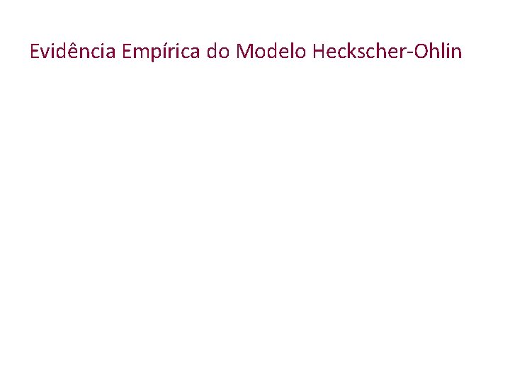 Evidência Empírica do Modelo Heckscher-Ohlin 