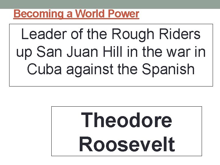 Becoming a World Power Leader of the Rough Riders up San Juan Hill in