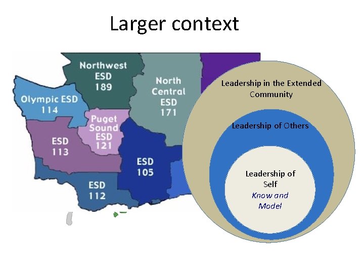 Larger context Leadership in the Extended Community Leadership of Others Advocate and Systematize Collaborate