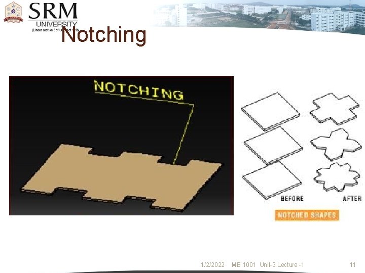 Notching 1/2/2022 ME 1001 Unit-3 Lecture -1 11 