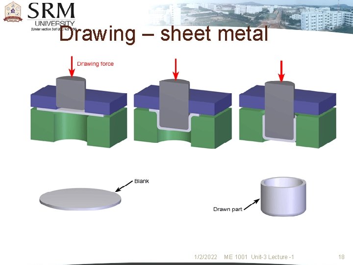 Drawing – sheet metal 1/2/2022 ME 1001 Unit-3 Lecture -1 18 