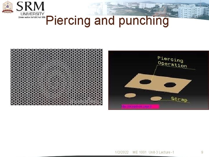 Piercing and punching 1/2/2022 ME 1001 Unit-3 Lecture -1 9 