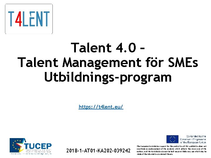Talent 4. 0 – Talent Management för SMEs Utbildnings-program https: //t 4 lent. eu/