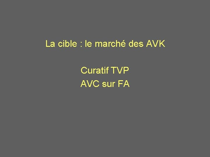 La cible : le marché des AVK Curatif TVP AVC sur FA 