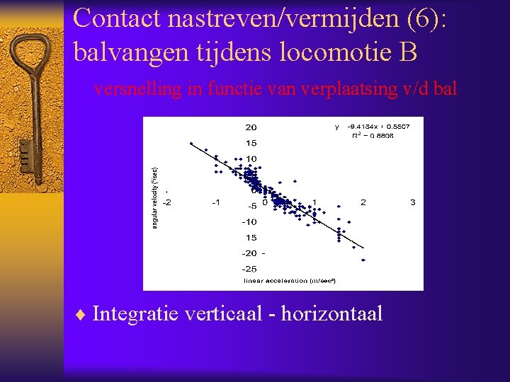 Contact nastreven/vermijden (6): balvangen tijdens locomotie B versnelling in functie van verplaatsing v/d bal