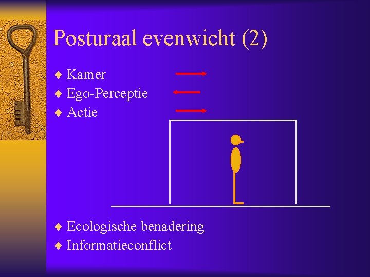 Posturaal evenwicht (2) ¨ Kamer ¨ Ego-Perceptie ¨ Actie ¨ Ecologische benadering ¨ Informatieconflict