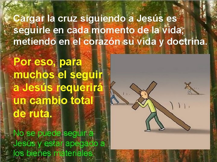 Cargar la cruz siguiendo a Jesús es seguirle en cada momento de la vida,