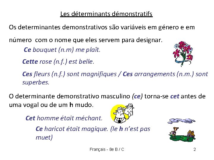 Les déterminants démonstratifs Os determinantes demonstrativos são variáveis em género e em número com