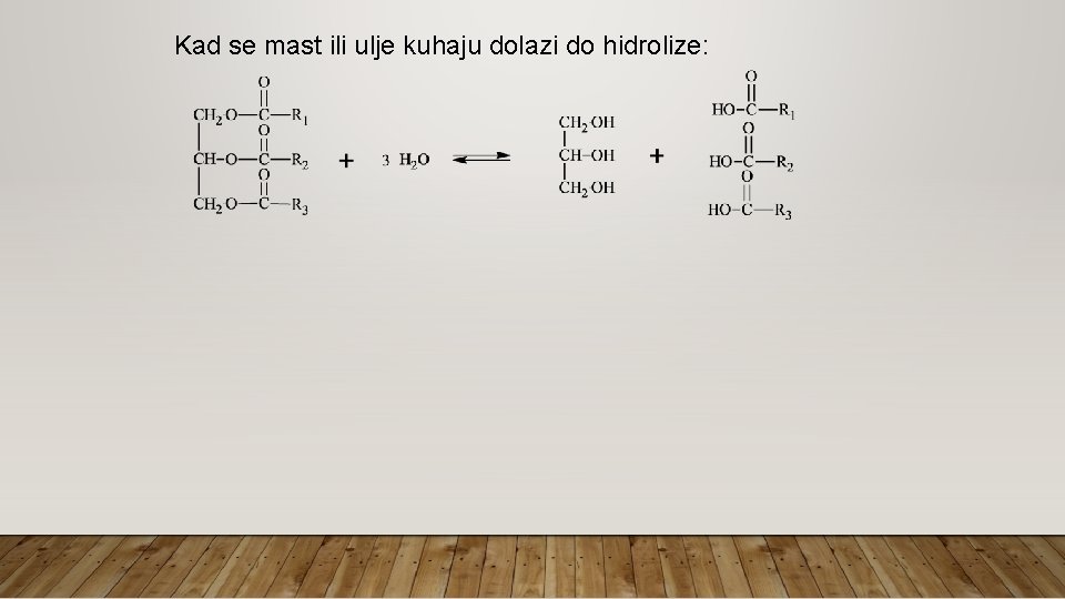 Kad se mast ili ulje kuhaju dolazi do hidrolize: 