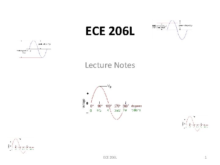 ECE 206 L Lecture Notes ECE 206 L 1 