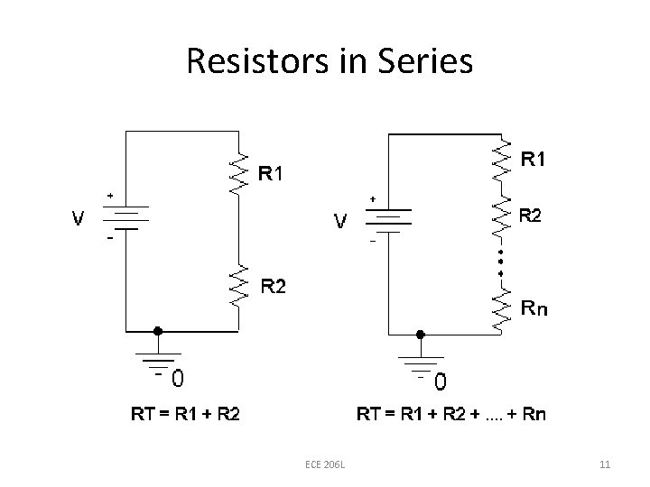 Resistors in Series ECE 206 L 11 