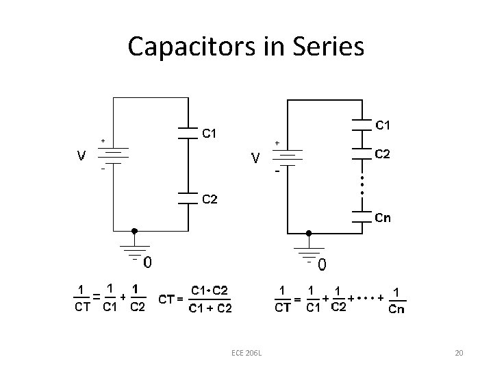 Capacitors in Series ECE 206 L 20 