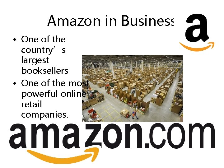 Amazon in Business • One of the country’s largest booksellers • One of the