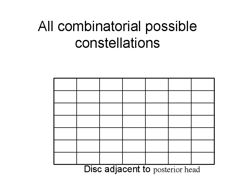 All combinatorial possible constellations Disc adjacent to posterior head 