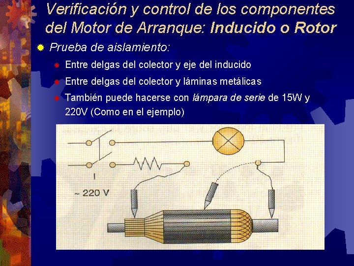 Verificación y control de los componentes del Motor de Arranque: Inducido o Rotor ®