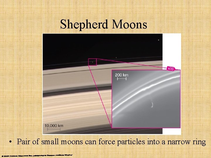Shepherd Moons • Pair of small moons can force particles into a narrow ring