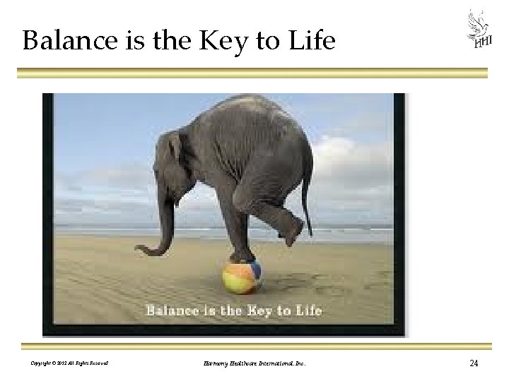 Balance is the Key to Life Copyright © 2012 All Rights Reserved Harmony Healthcare