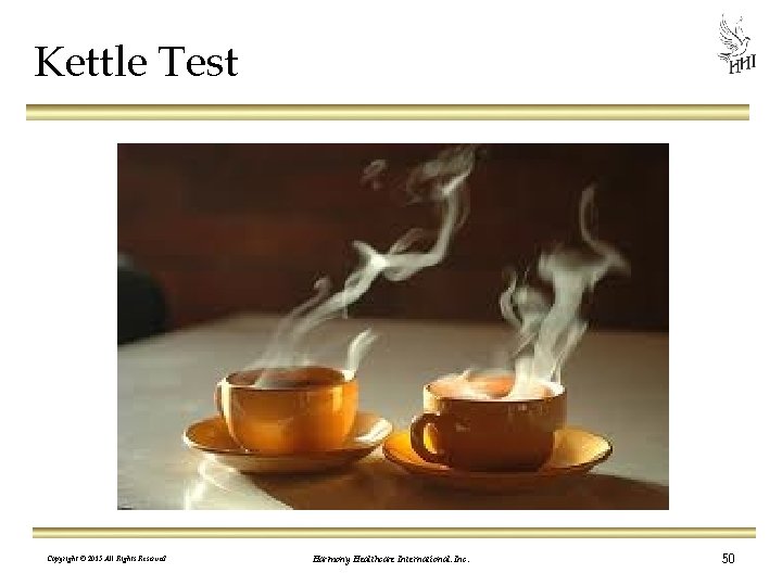 Kettle Test Copyright © 2013 All Rights Reserved Harmony Healthcare International, Inc. 50 